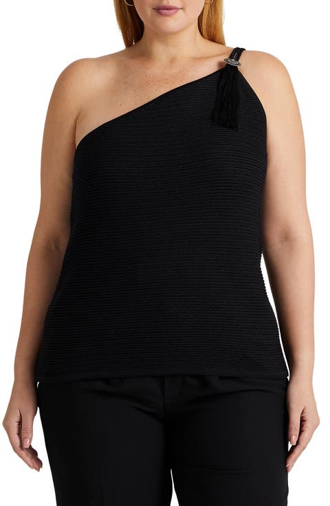 Ribbed One-Shoulder Sweater Tank (Plus)