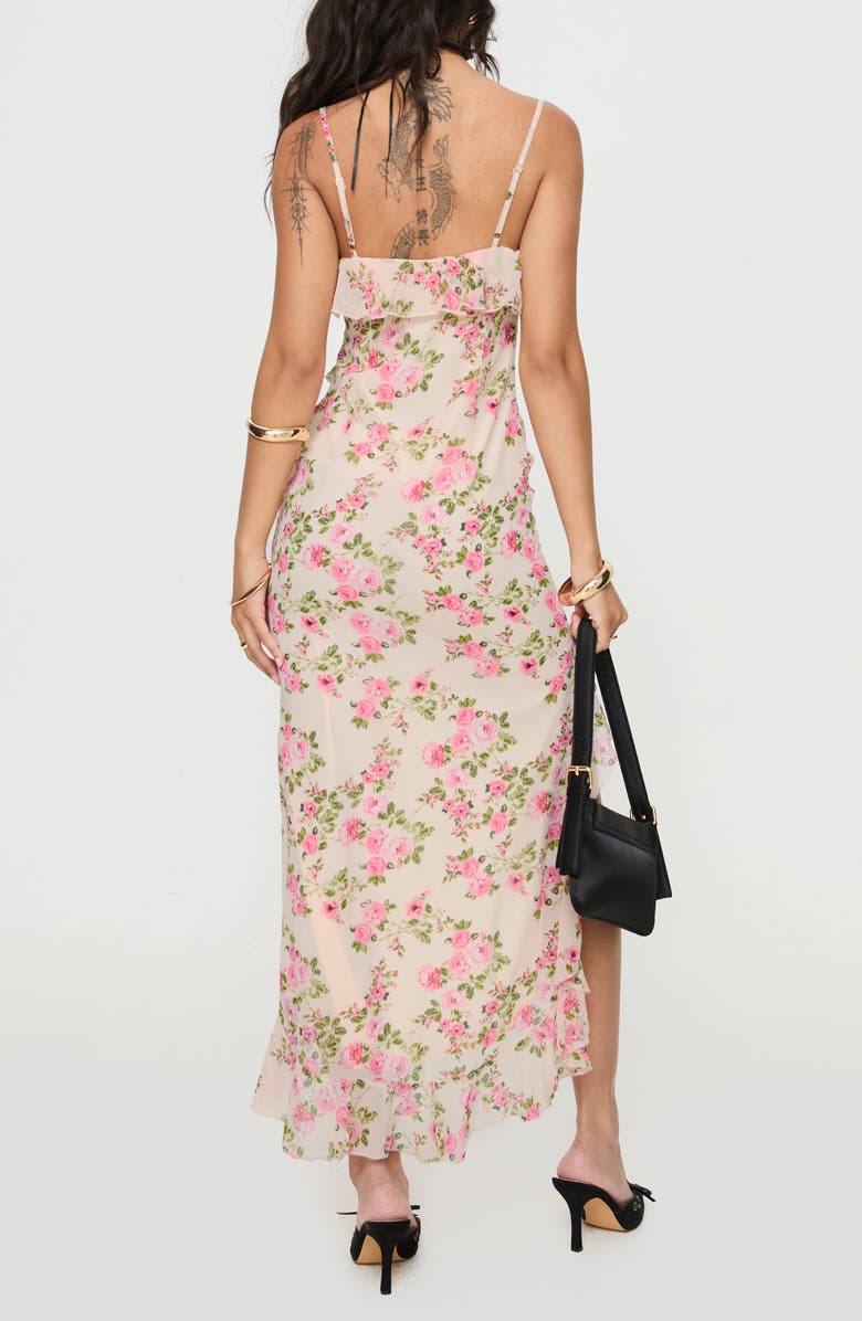 Princess Polly Garys Floral Ruffle Cocktail Dress, Alternate, color, Cream Floral