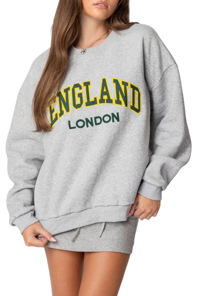 England Embroidered Fleece Sweatshirt, Main, color, GRAY-MELANGE