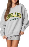 EDIKTED England Embroidered Fleece Sweatshirt