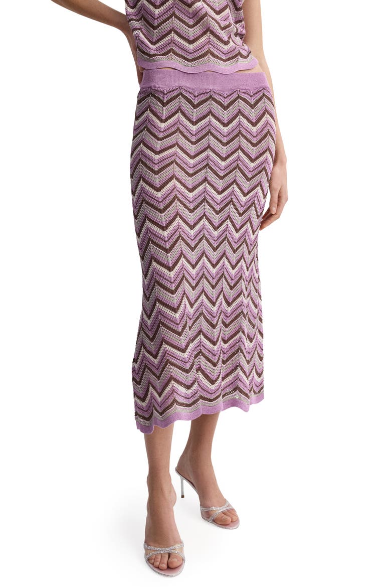 Flare Open Stitch Midi Skirt, Main, color, PURPLE