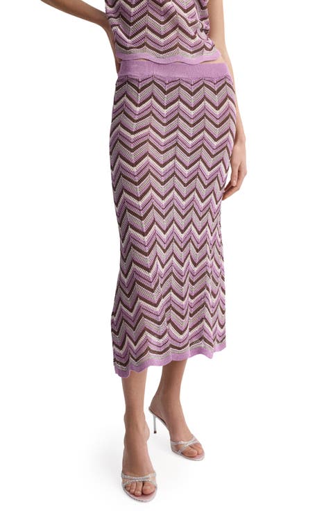 Flare Open Stitch Midi Skirt