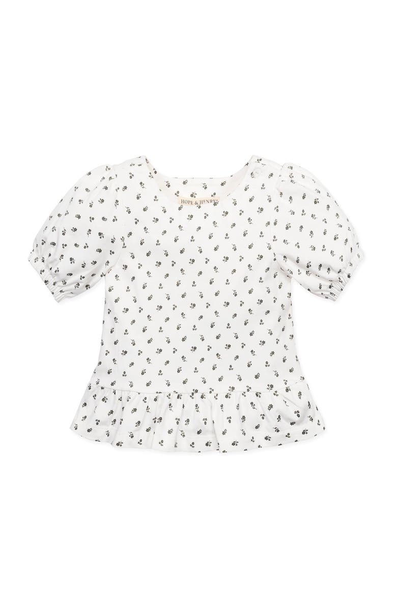 Hope & Henry Baby Girls' Organic Knit Peplum Top, Infant, Main, color, Provence Ditsy Floral