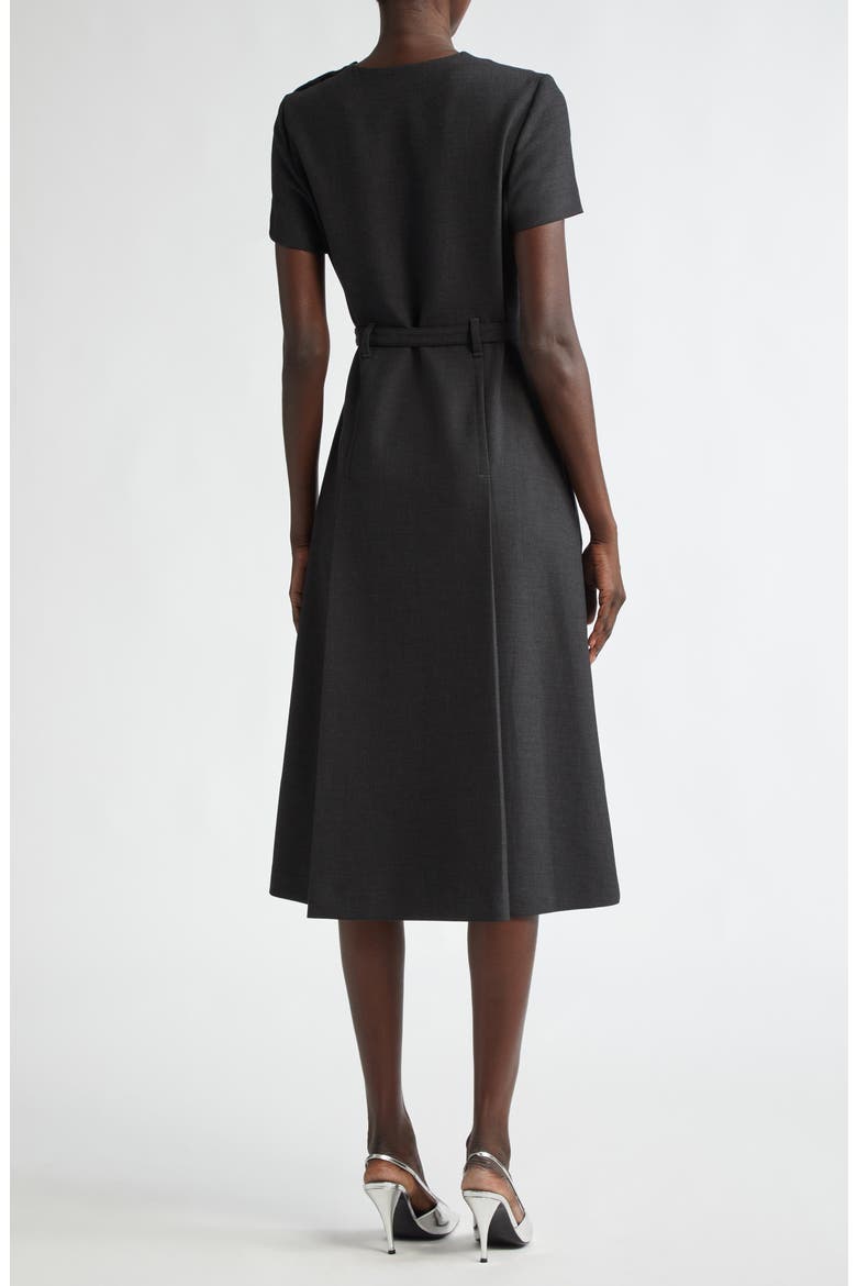 Luxe Ponte Belted A-Line Dress, Alternate, color, DARK HEATHER GREY
