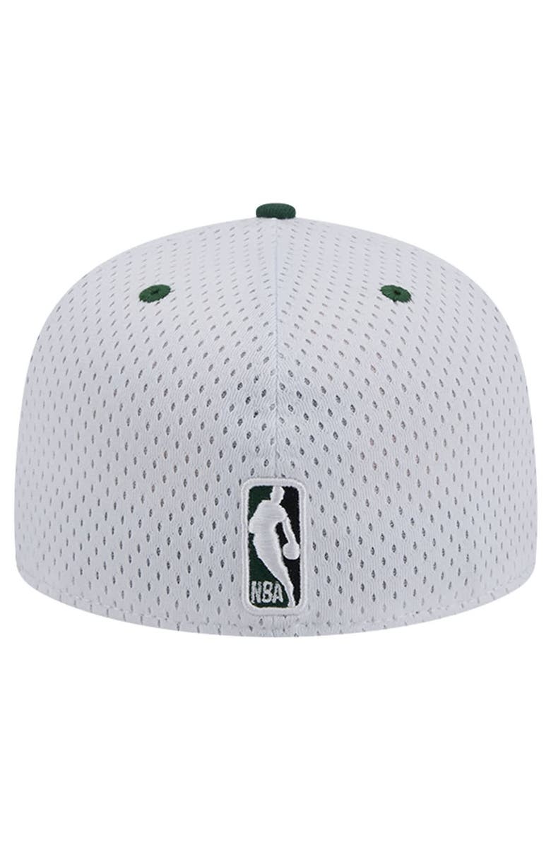 New Era Men's New Era White/Hunter Green Milwaukee Bucks Throwback 2Tone 59FIFTY Fitted Hat, Alternate, color, 