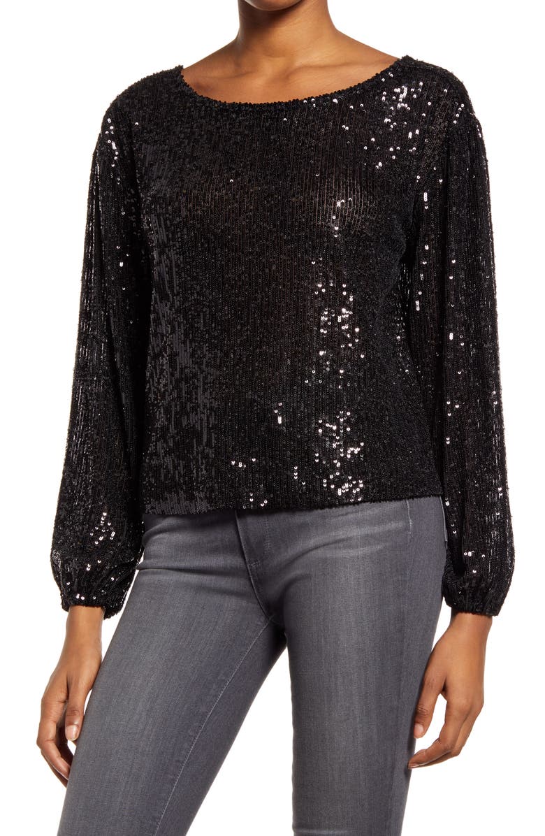 Chelsea28 Sequin Long Sleeve Top, Main, color, 