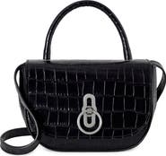 Mulberry Small Amberley Croc Embossed Patent Leather Top Handle Bag