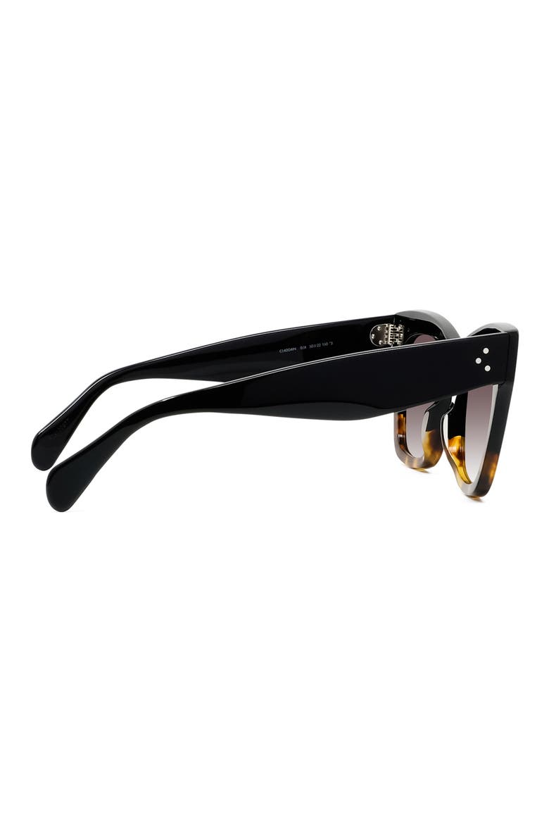 50mm Gradient Bold 3 Dot Cat Eye Sunglasses, Alternate, color, BLACK/ HAVANA