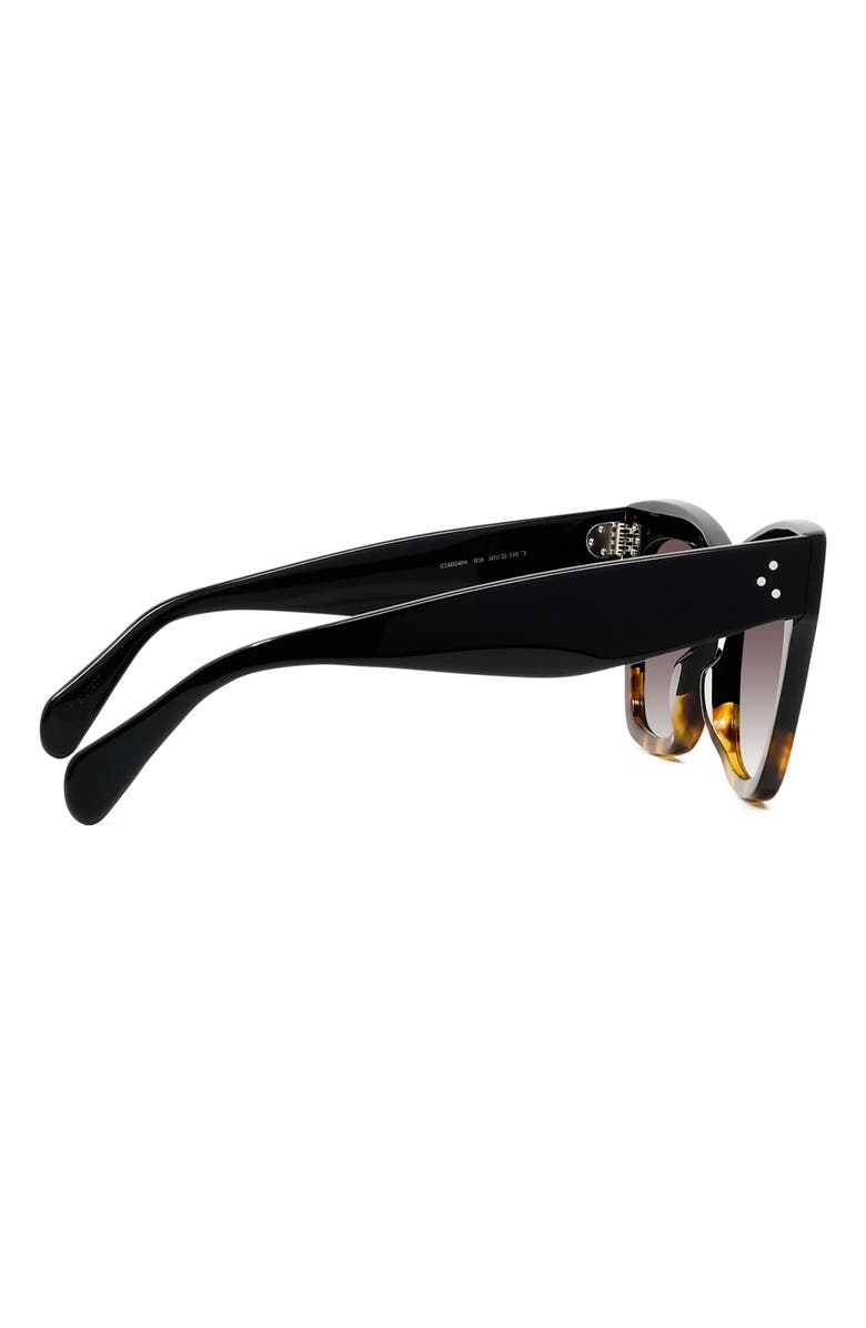 CELINE 50mm Gradient Bold 3 Dot Cat Eye Sunglasses, Alternate, color, Black/ Havana