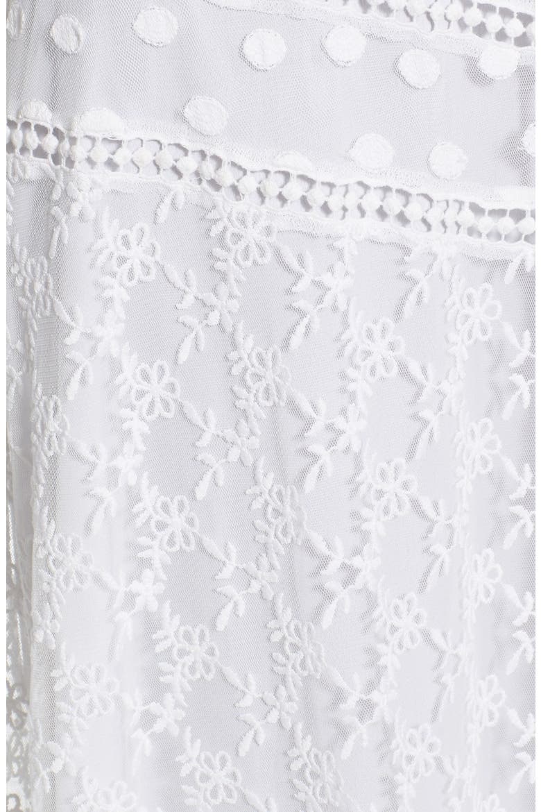 'Kyle' Embroidered High Neck Dress, Alternate, color, VANILLA