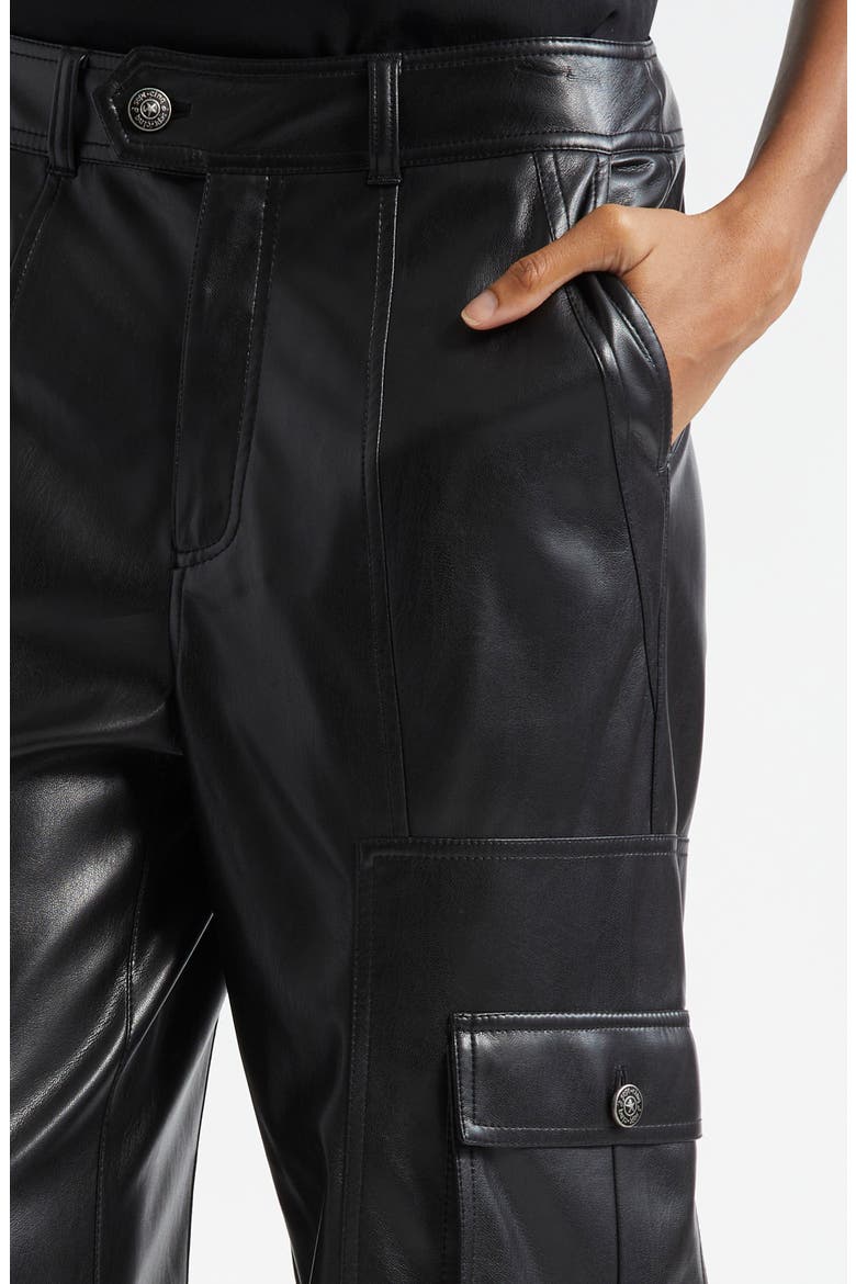Faux Leather Cargo Joggers, Alternate, color, BLACK