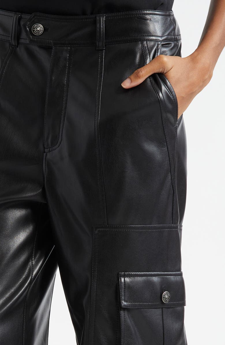 Cinq à Sept Faux Leather Cargo Joggers, Alternate, color, Black