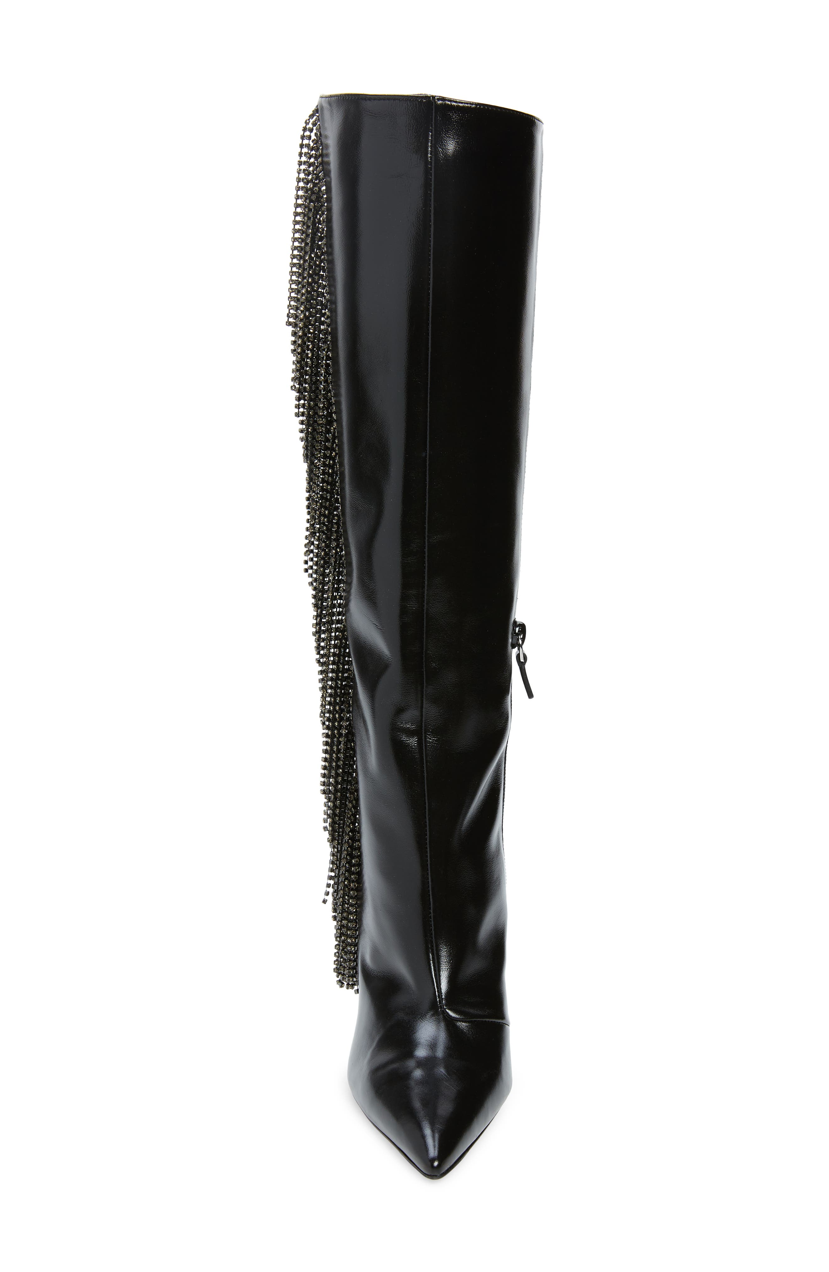Stuart Weitzman Crystal Fringe Boot, Alternate, color, Black Diamond