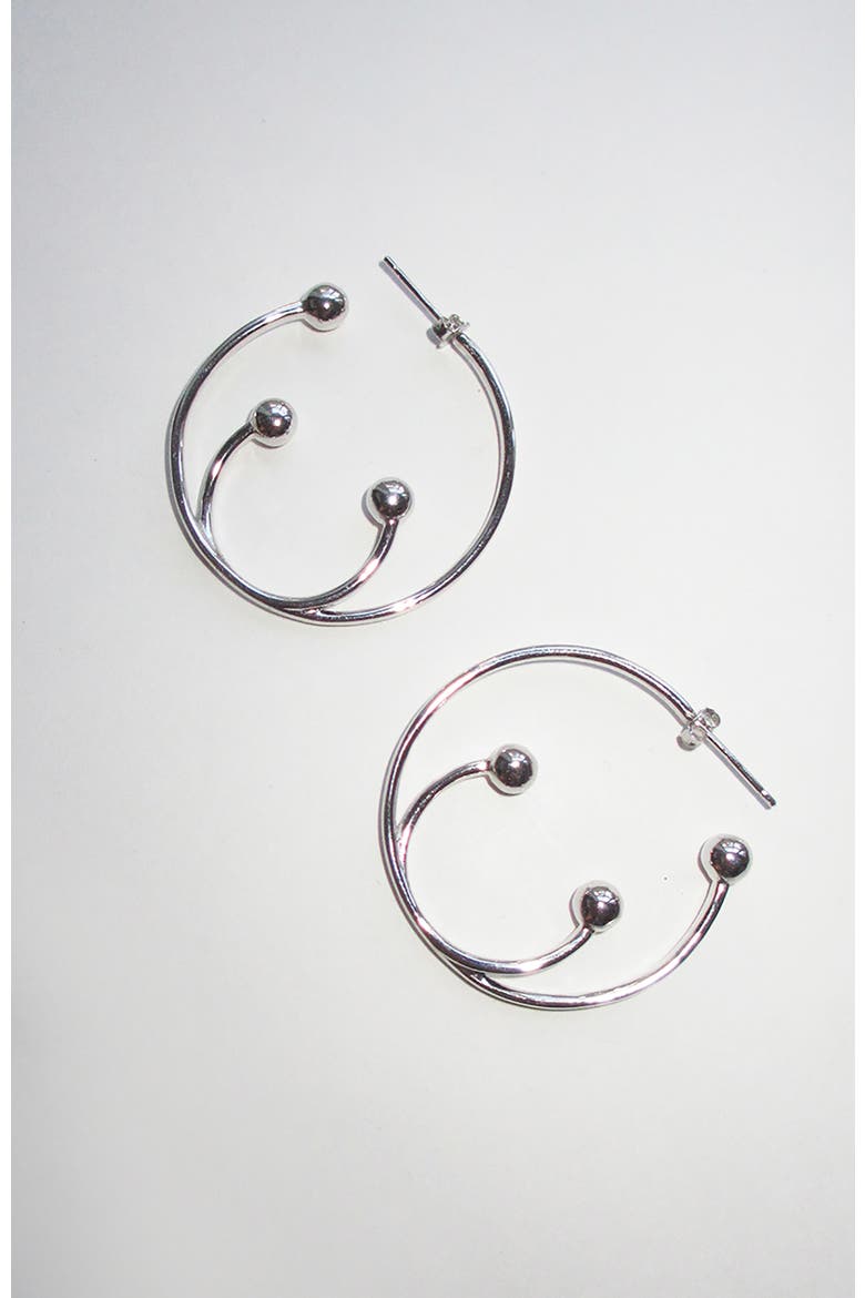 XL Pierced Hoop Earrings, Main, color, Silver