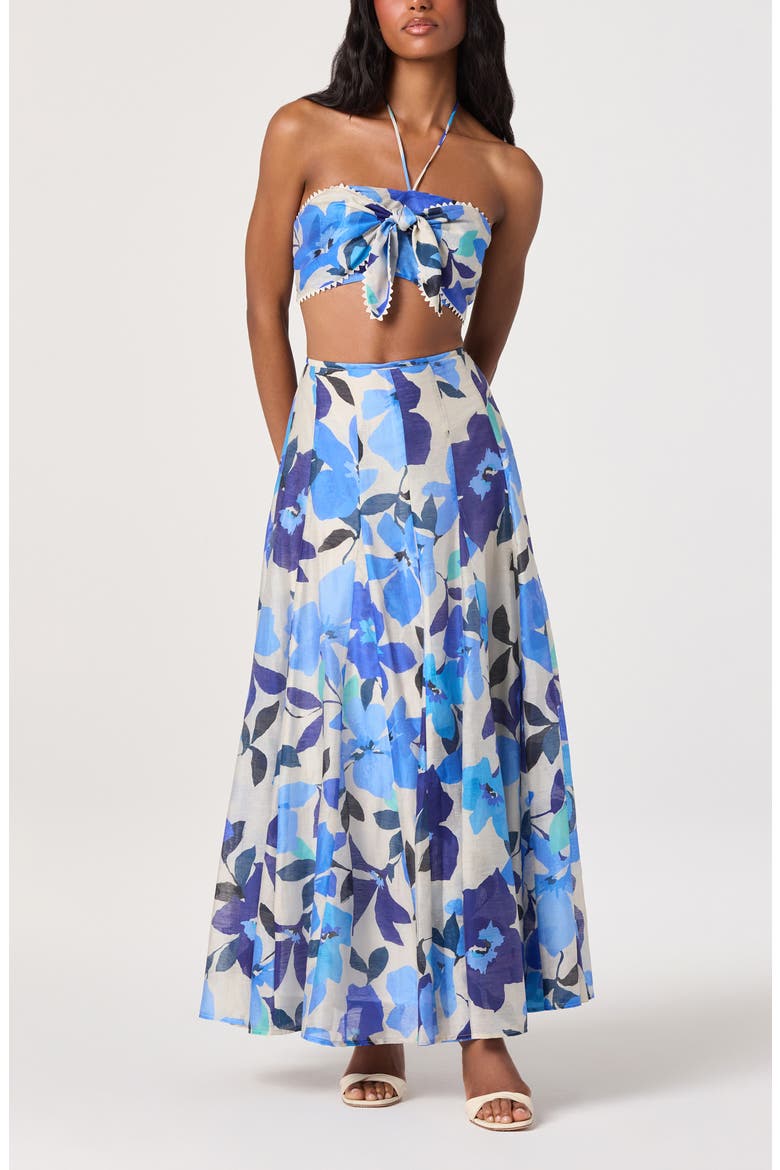Kehlani Floral Crop Halter Top, Alternate, color, BLUE FLORAL