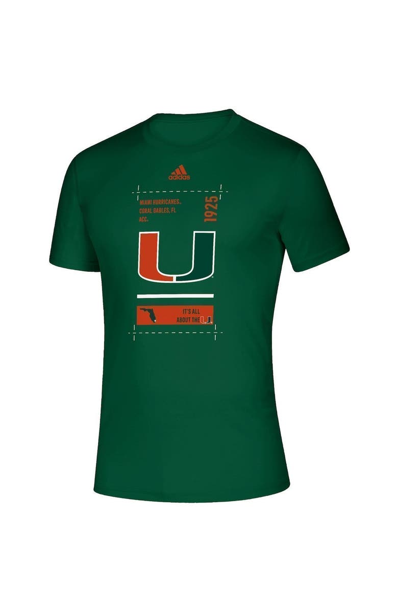adidas Men's adidas Green Miami Hurricanes Hall Pass Creator T-Shirt, Alternate, color, Green