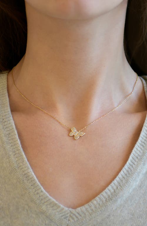Anzie Dew Drop Pavé Diamond Butterfly Pendant Necklace