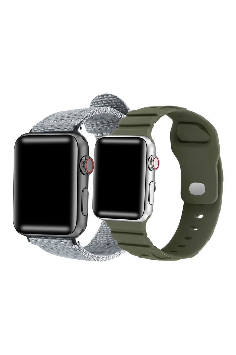 2-Pack Ridge Silicone & Nylon Apple Watch® Watchbands, Main, color, OLIVE MULTI