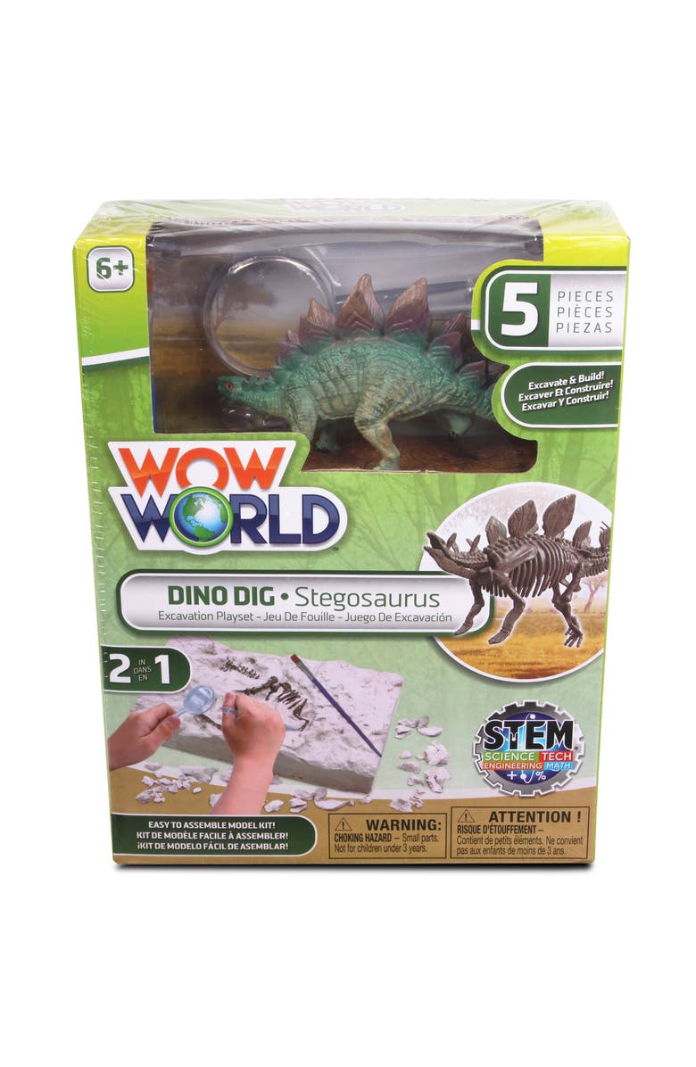 WowWorld Dino Dig Stegosaurus Skeleton Excavation Kit, Ages 6+, Main, color, Multicolored