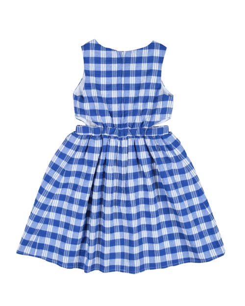 Florence Eiseman Plaid Seersucker Dress With Side Cut-out In Blue