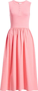 Caslon® Sleeveless Mixed Media Midi Dress