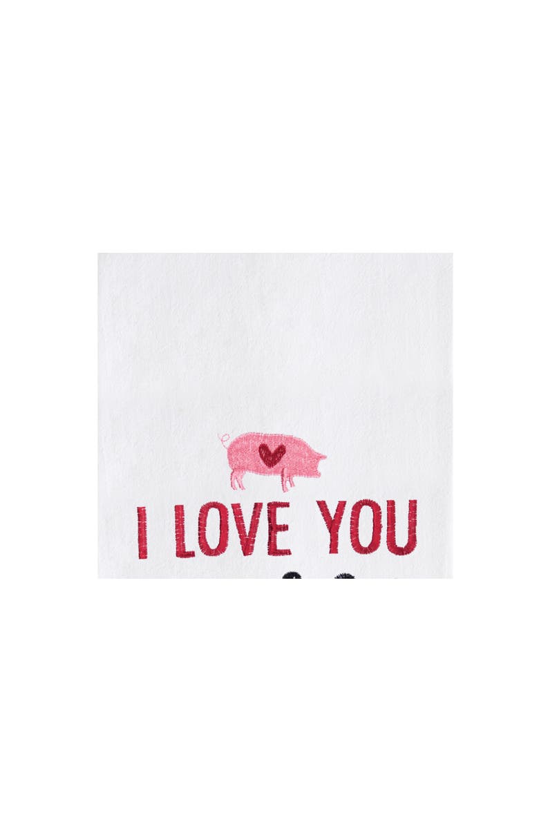 C&F Home "I Love You More Than Bacon" Piggy 100% Cotton Flour Sack Valentine's Day Dishtowel, Alternate, color, Red