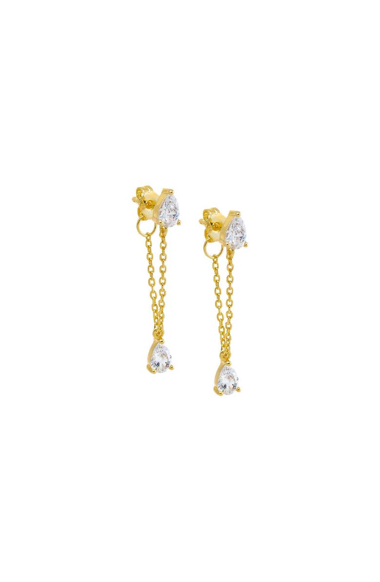 BY ADINA EDEN Dangling Teardrop Chain Front Back Stud Earring, Main, color, Gold