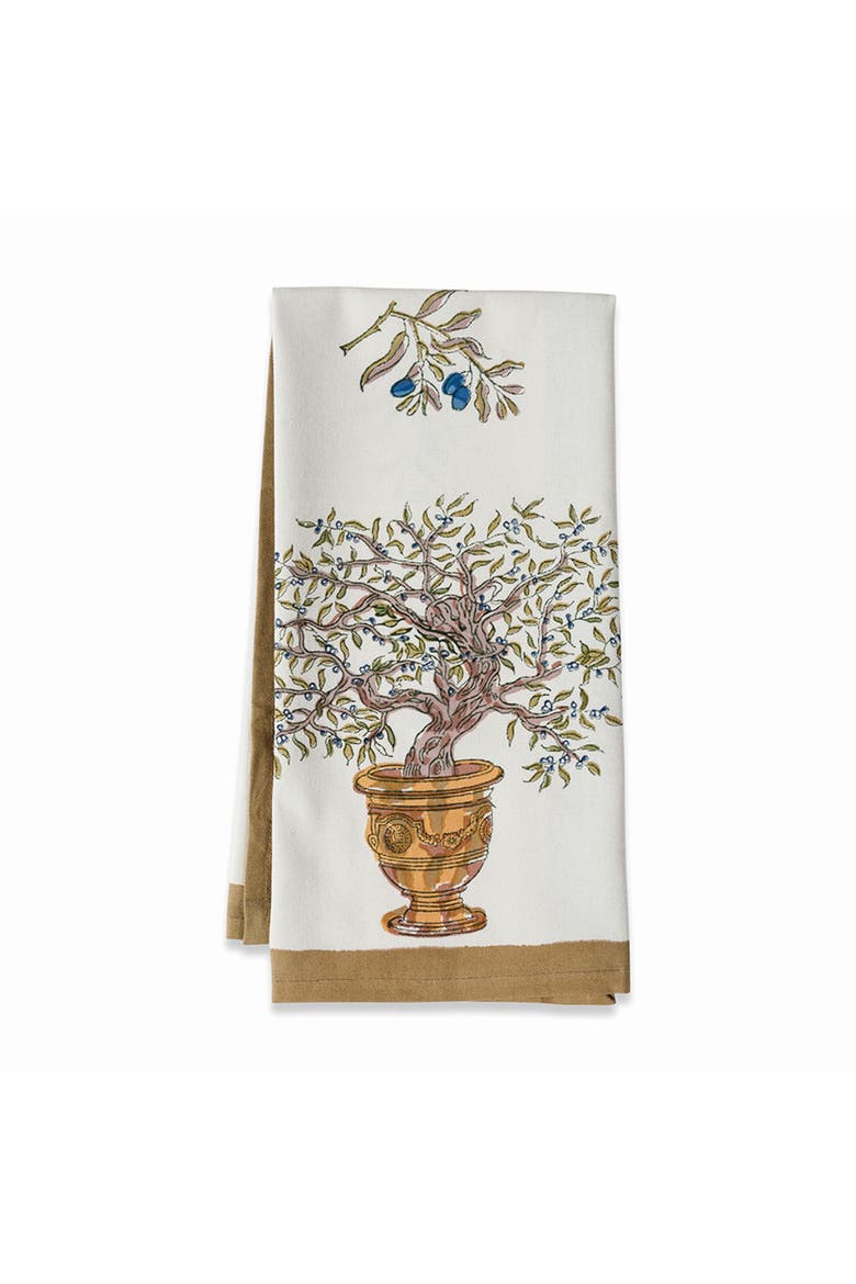 Olive Tree Tea Towels, Main, color, Khaki/Blue 20" x 30"