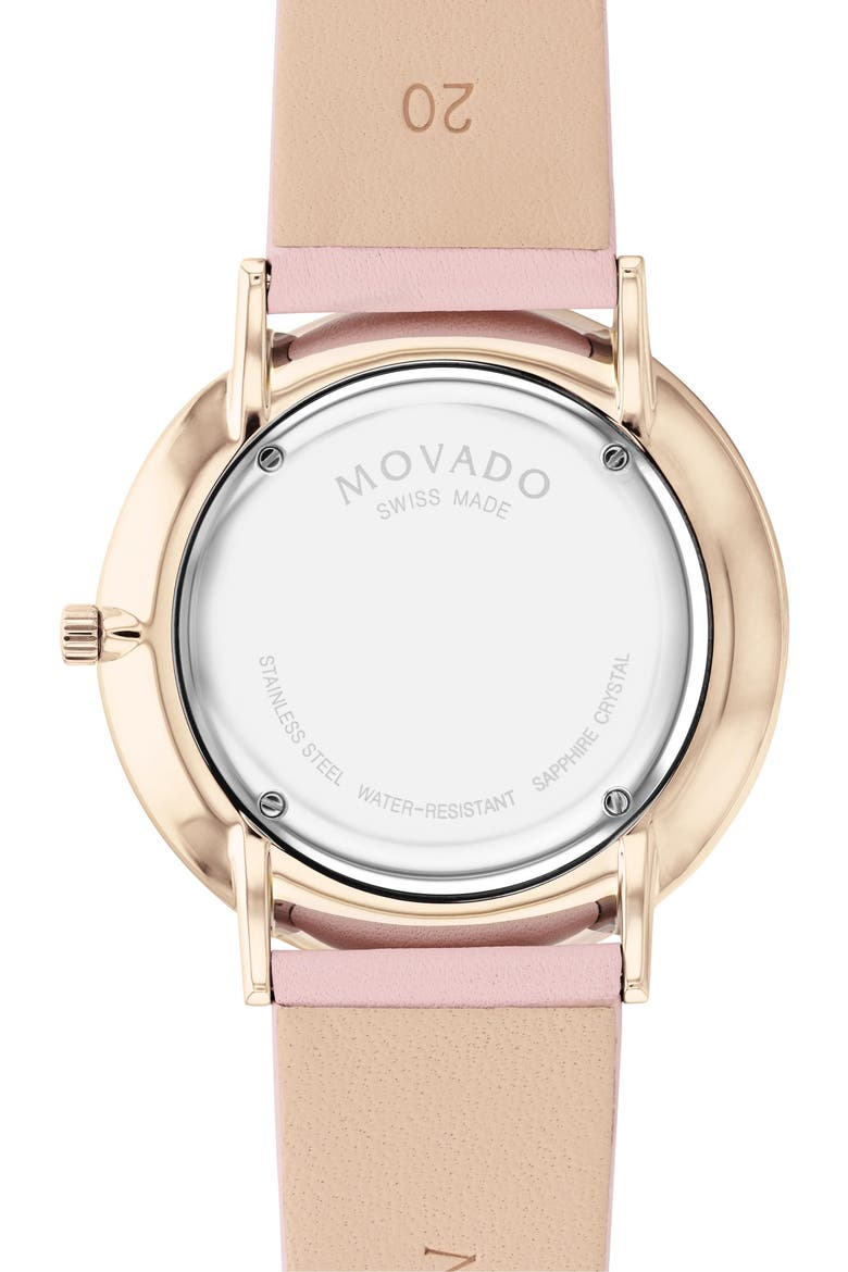 Modern 47 Faux Leather Strap Watch, 40mm x 6.3mm, Alternate, color, PINK DIAL