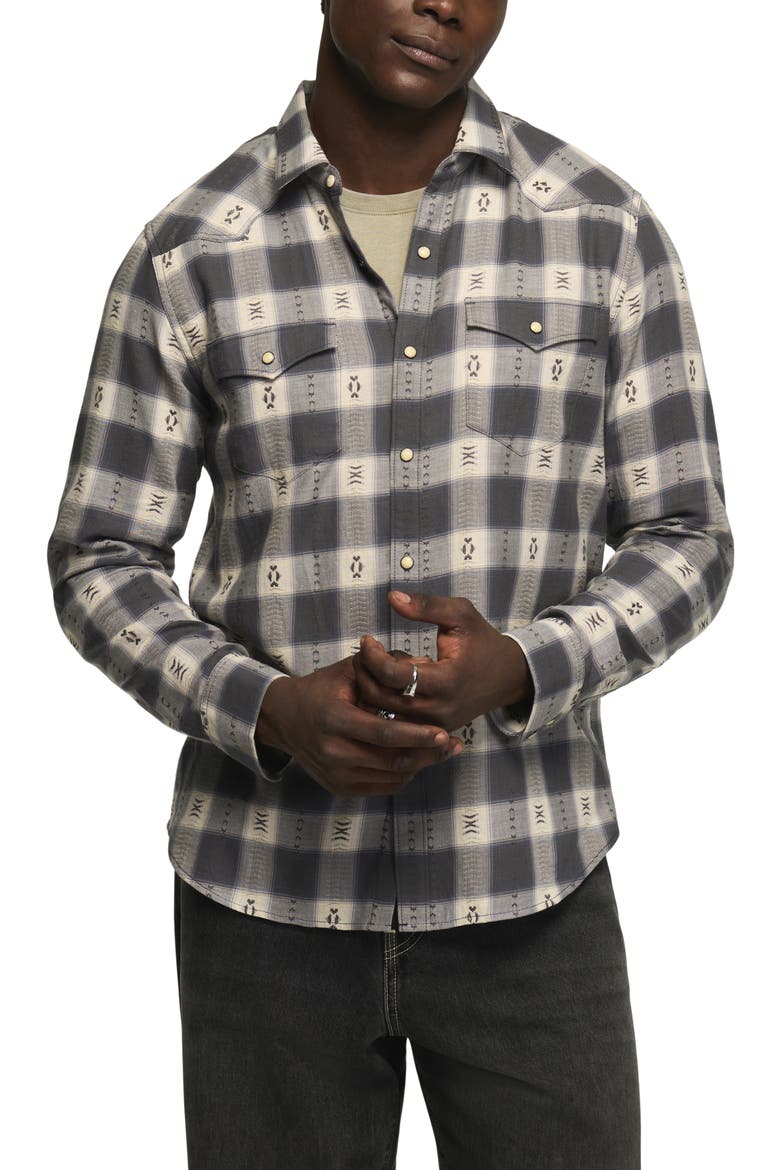 Mesa Plaid Long Sleeve Western Shirt, Main, color, GREY PLAID