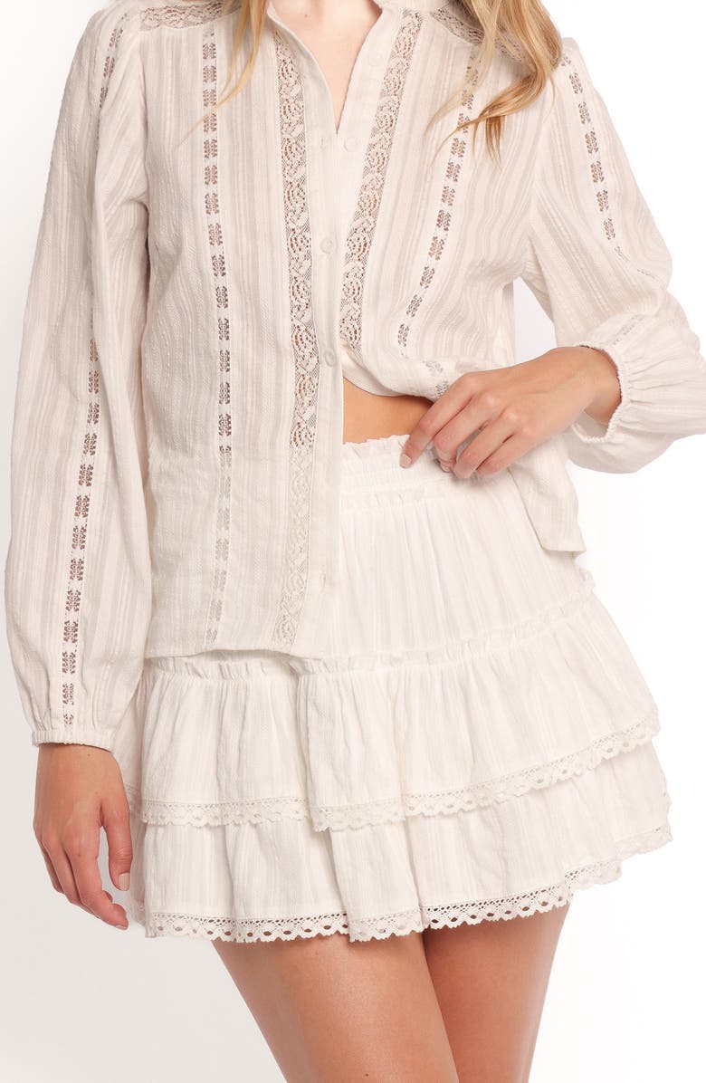 Petal & Pup Charpelle Tiered Ruffle Miniskirt, Alternate, color, White