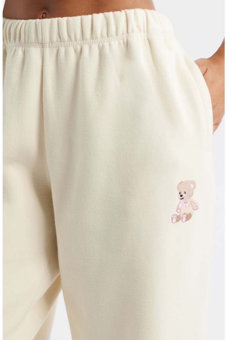 Camp3y Teddy Bear Embroidered Graphic Sweatpants, Alternate, color, CREAM