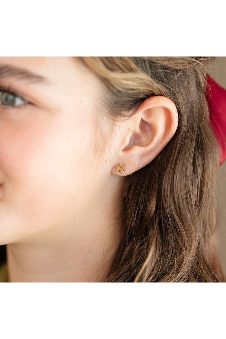 Girls' Star Of David Flatback Stud Hypoallergenic Earrings, Alternate, color, Gold