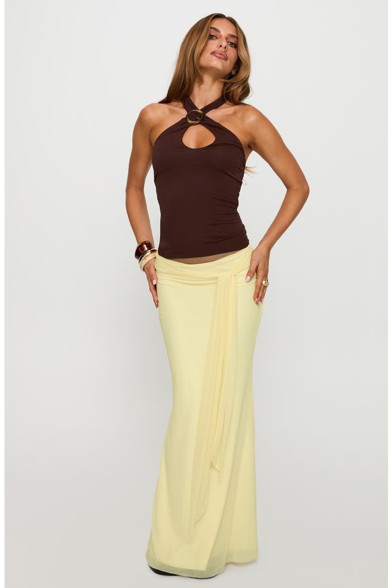 Caviar Tie Waist Maxi Skirt, Alternate, color, LEMON