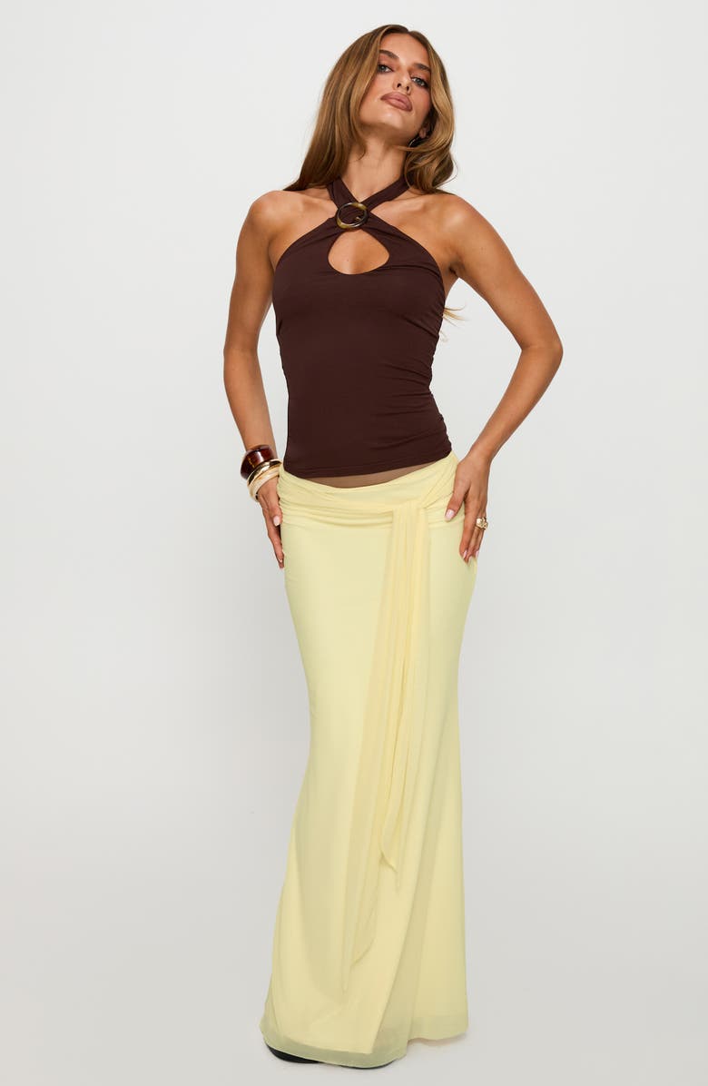 Princess Polly Caviar Tie Waist Maxi Skirt, Alternate, color, Lemon