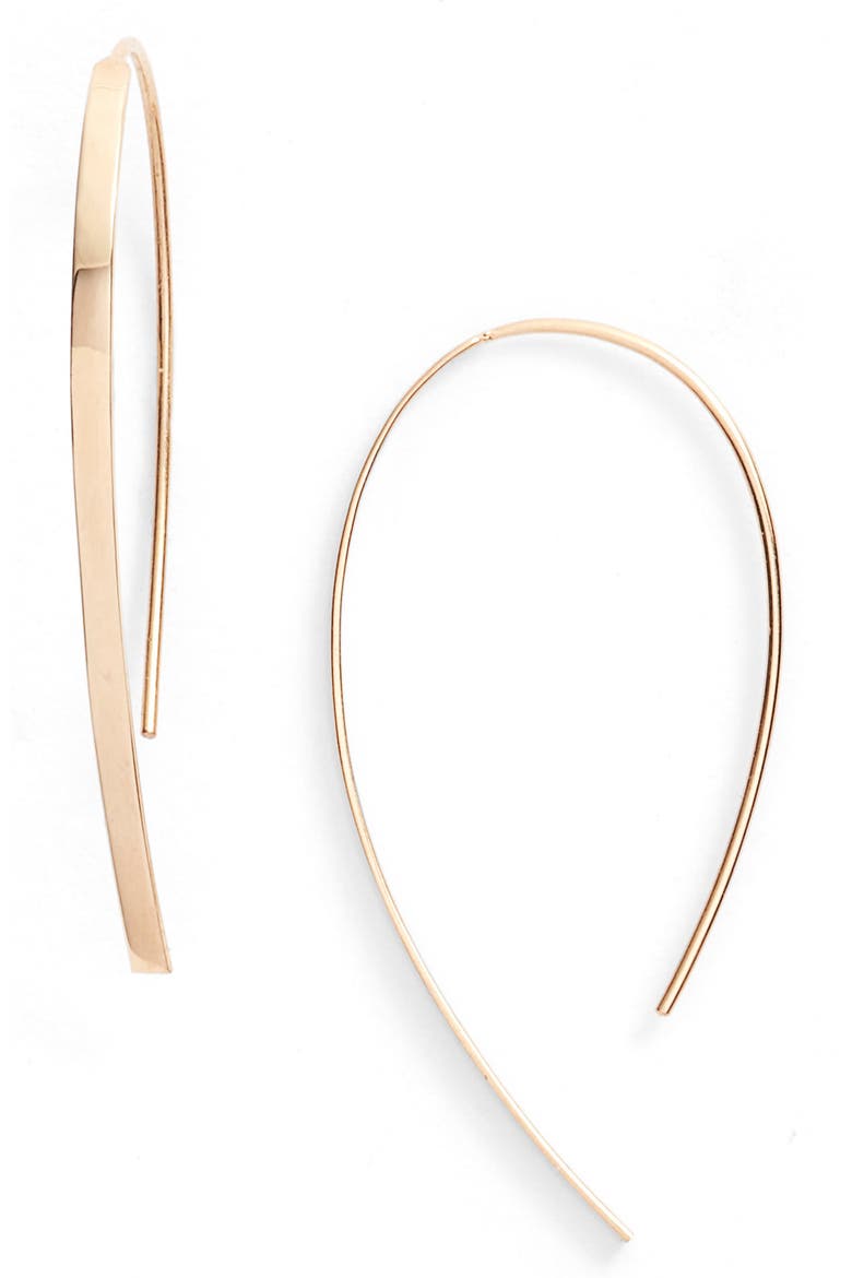 14K Gold Mini Flat Hooked-On Hoop Earrings, Main, color, YELLOW GOLD