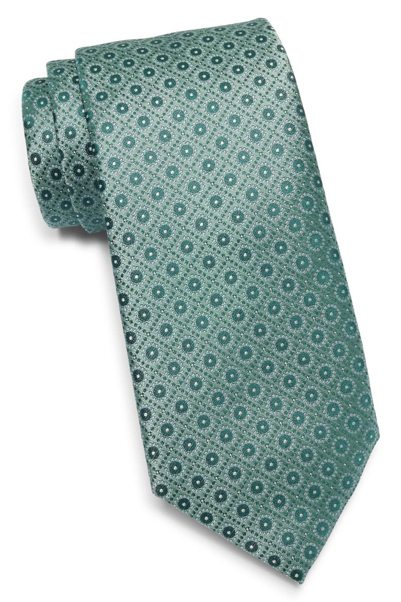 Rasa Dot Print Tie, Main, color, GREEN