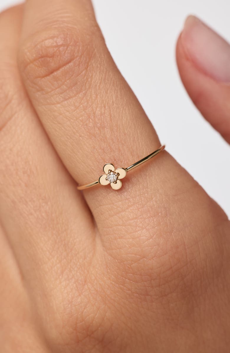 Ana Luisa Solid Yellow Gold - Mini Diamond Flower Ring, Alternate, color, Gold