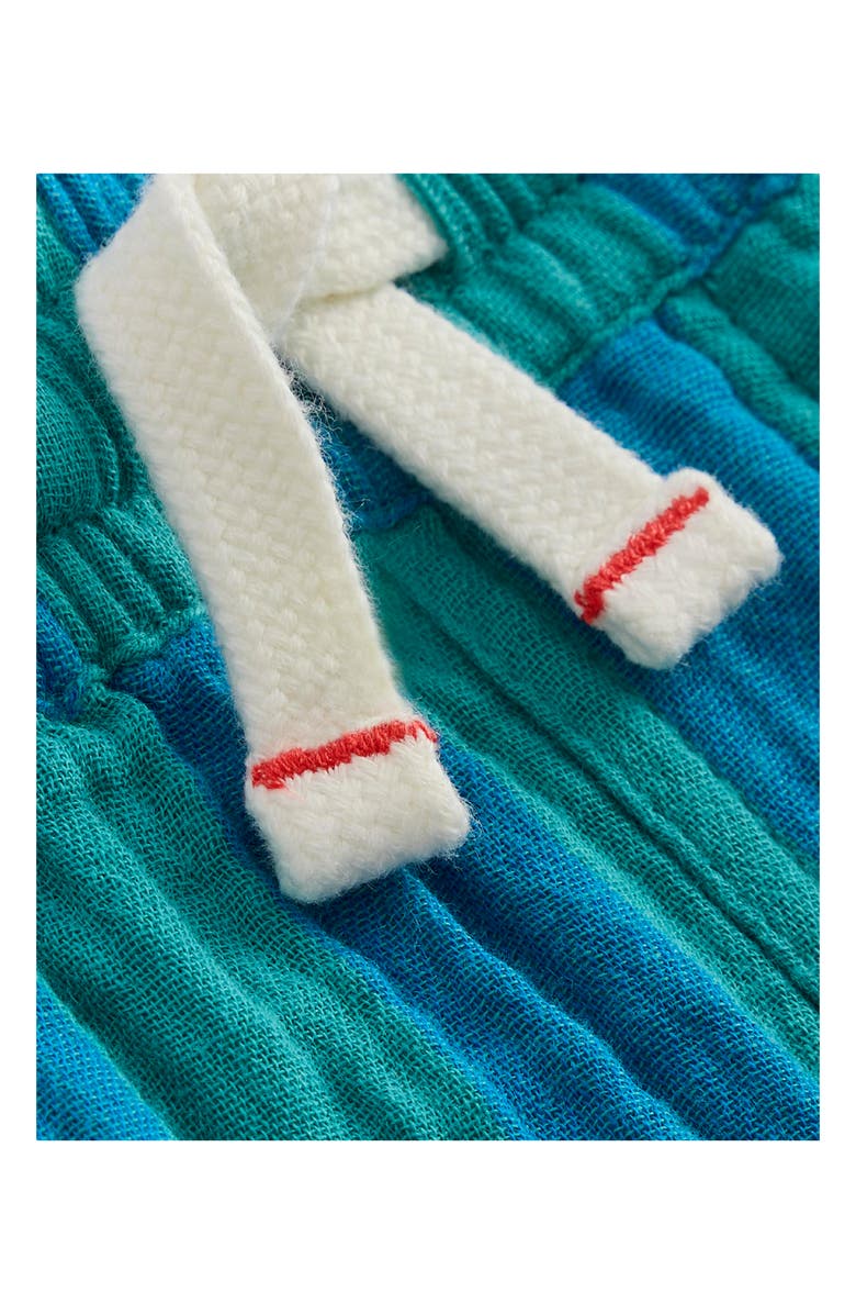 Mini Boden Kids' Double Cloth Cotton Shorts, Alternate, color, Green And Blue Stripe