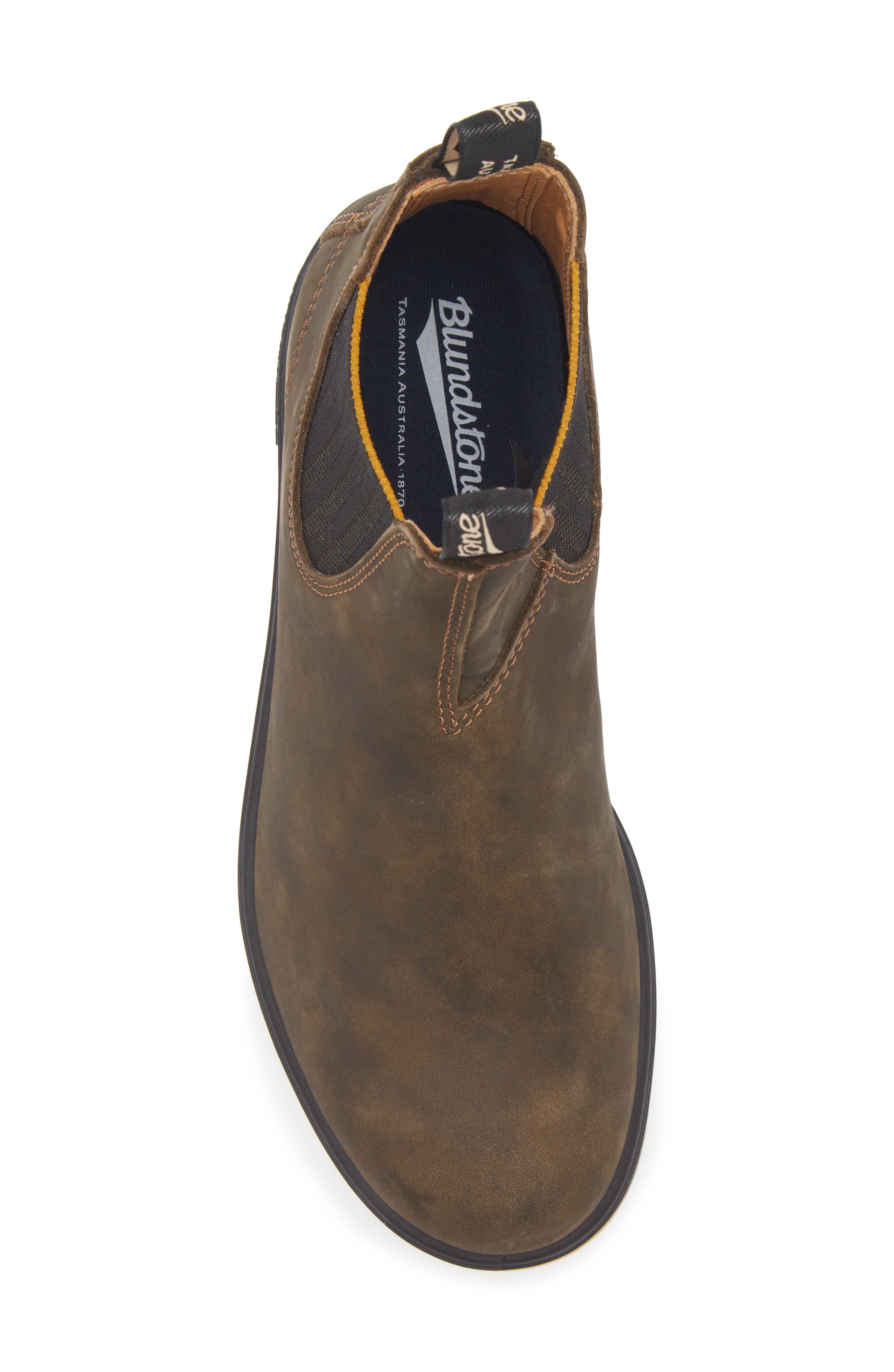 Blundstone Footwear Lugged Chelsea Boot, Alternate, color, Rustic Brown/ Mustard
