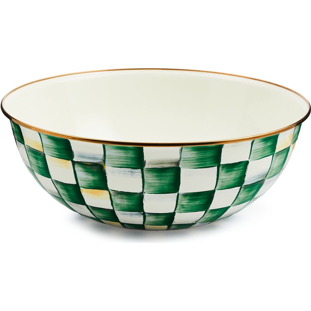 Mackenzie-childs Mackenzie Childs Emerald Check Extra Large Everyday Bowl In Green