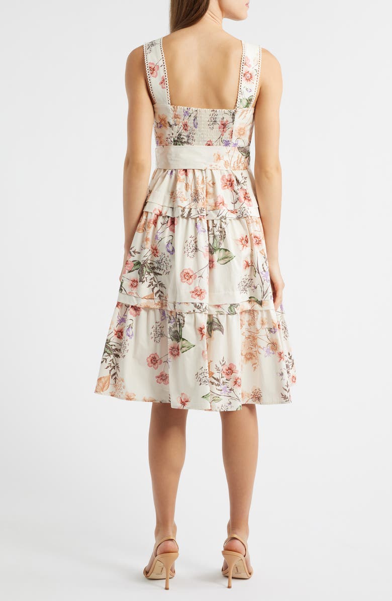 Anne Klein Sleeveless Tiered Dress, Alternate, color, White Dove Multi