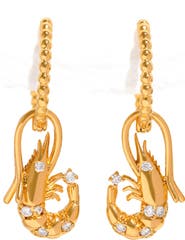 Girls Crew Shrimp Dangle Huggie Hoop Earrings