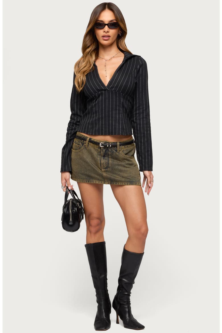 Araceli Tailored Pinstripe Shirt, Alternate, color, BLACK
