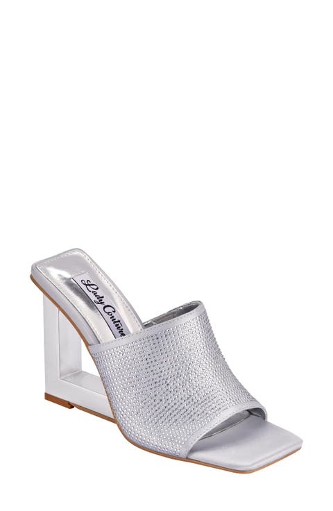 Rhinestone Wedge Slide Sandal (Women)