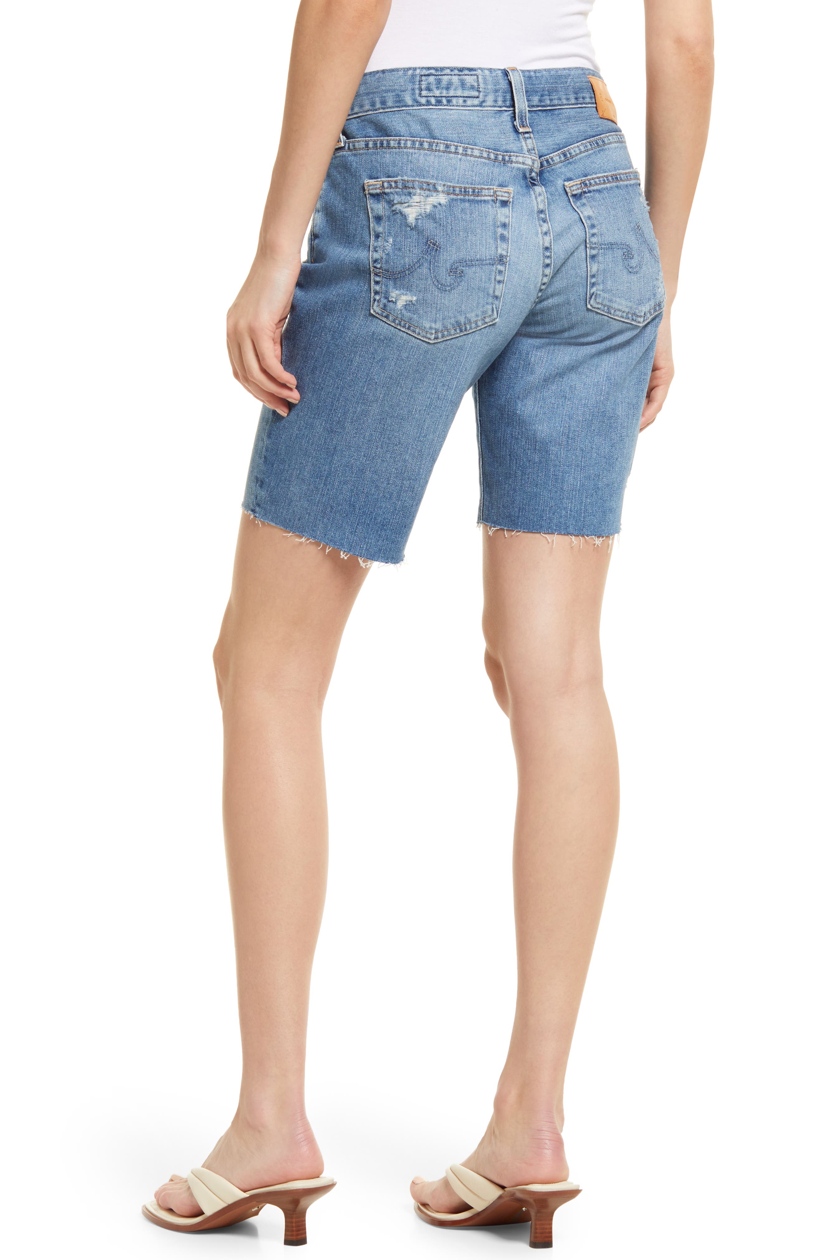 Nikki Raw Hem Denim Bermuda Shorts - image 2