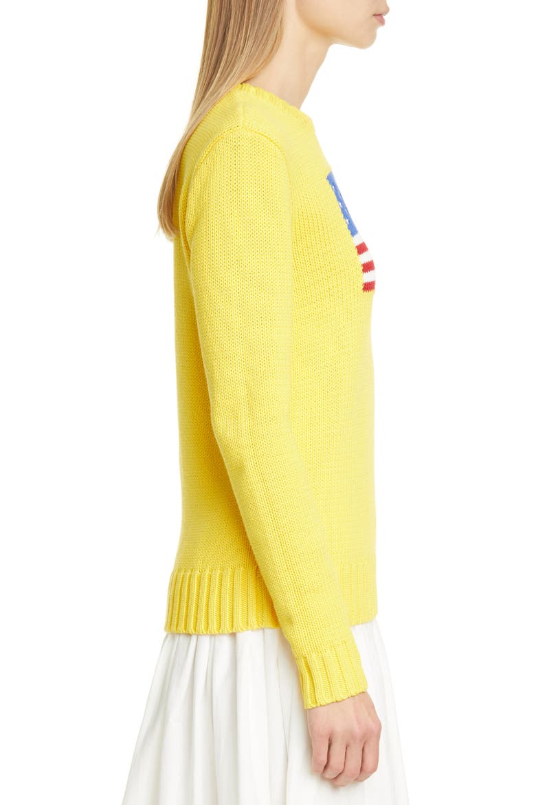Flag Cotton Sweater, Alternate, color, YELLOW