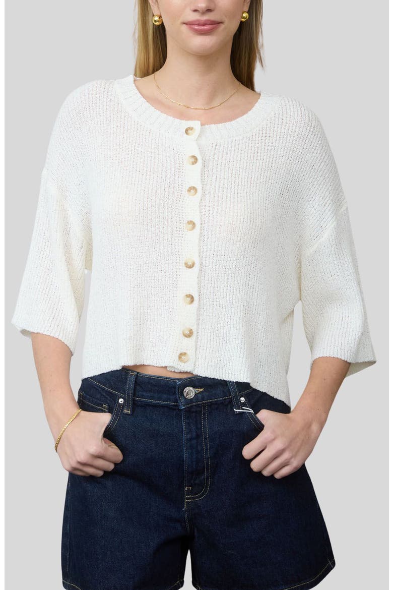 Three-Quarter Sleeve Cardigan, Main, color, IVORY