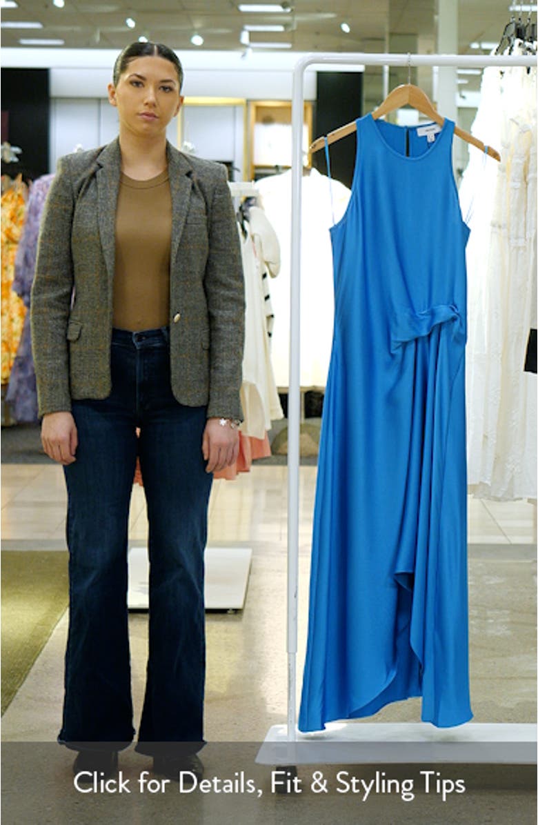 Micah Sleeveless Satin High-Low Maxi Dress, sales video thumbnail