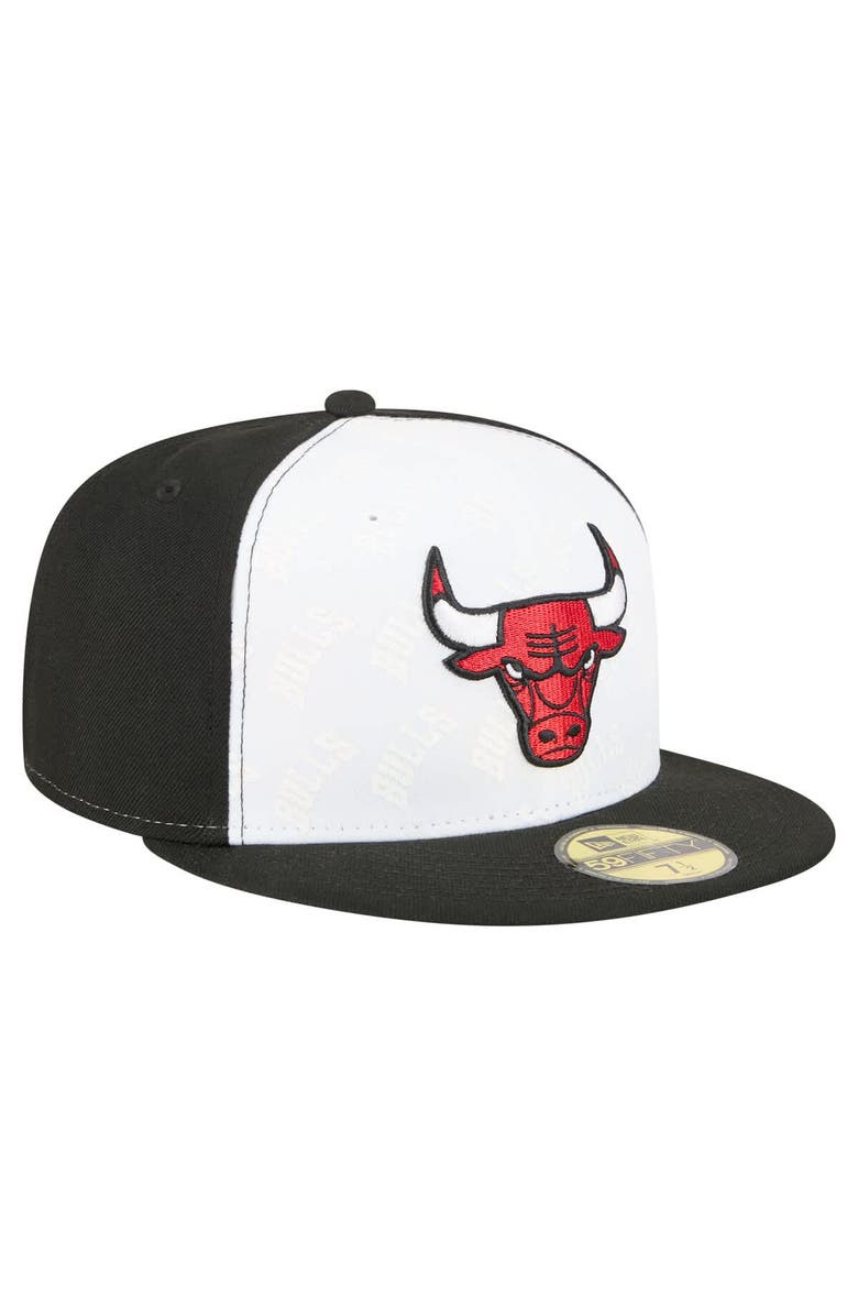 New Era Men's New Era White/Black Chicago Bulls Repeat 59Fifty Fitted Hat, Alternate, color, White